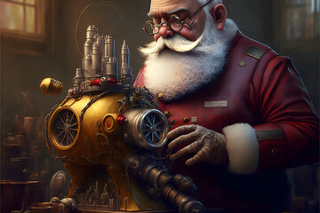 santa claus making toys