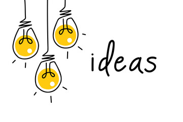 Wall Mural - background creative idea with hand drawn light bulbs and lines
