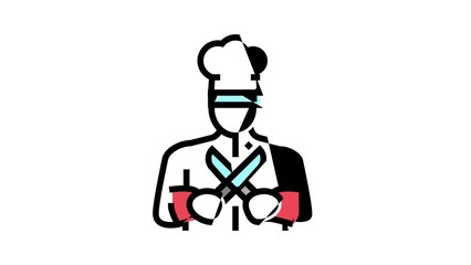 Wall Mural - personal chef color icon animation