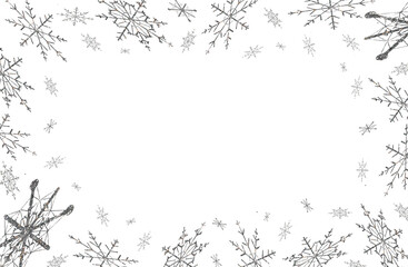 Wall Mural - beautiful illustration of silvery snowflakes on a transparent background