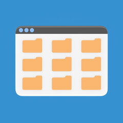 desktop interface window with folders simple cartoon ui 3d rendering