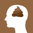 © M-SUR - Stupid and dumb person with low intelligence and IQ - shit, poo, turd and faeces instead of brain in head. Vector illustration.