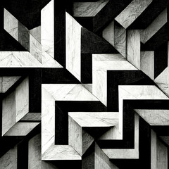 Wall Mural - modern abstract dynamic shapes black and white background with grainy paper texture. digital art.