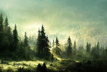 Scenic Forest. Vintage Forest Background.