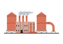 Industry Plant With Chimneys And Tank