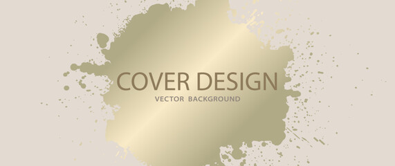 Wall Mural - Gold and pastel background for cover design, cards, flyer, poster, print. Golden brush strokes. Luxury background for design.