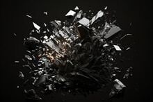 Relaxed Shattered Glass Explosion, Abstract Art. Abstract Texture, Contrasting Color.