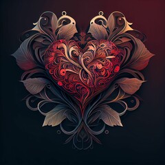 Canvas Print - Abstract colorful heart-shaped illustration on a dark background