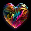 Leinwandbild Motiv Abstract colorful heart-shaped illustration on a dark background