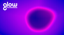Glow Roundness. Luminous Purple Irregular Circle On Dark Blue Background