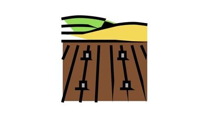 Wall Mural - cultivated field smart farm color icon animation