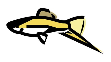 Poster - swordtail fish color icon animation