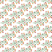 Beautiful Seamless Pattern. Christmas Seamless Pattern With Holly Red Berries. Christmas Floral Pattern. Branches On A White Background - Winter Concept, Christmas