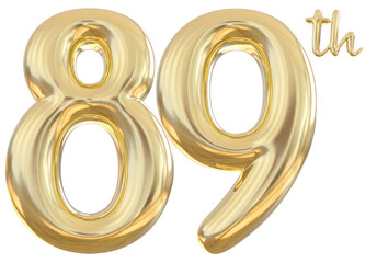 89th anniversary numbers gold celebrate number