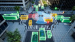 Autonomous car self driving on city street, Smart vehicle technology concept, 3d render