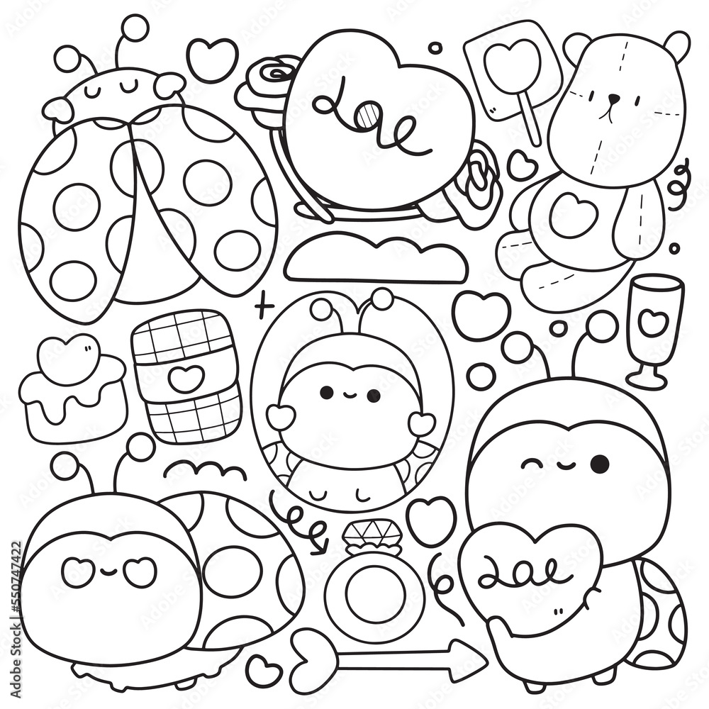 ladybug coloring page for kids, vector illustration Stock Vector ...