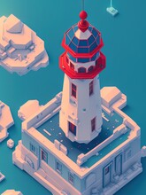 Tiny Cute Isometric Lighthouse