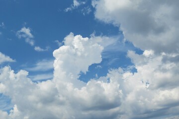 Wall Mural - beautiful big shaped clouds in blue sky, natural background