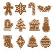 Gingerbread cookies - Variety Set of 12 decorated Christmas cookies (Editable stroke Icing)