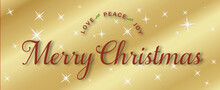 Golden Web Banner With Traditional Red Text Holiday Greeting Merry Christmas