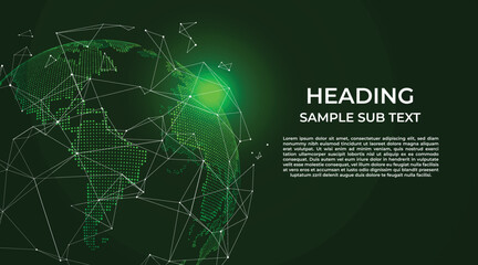 Green technology world map background. Best template for social media posts and catalog designs.