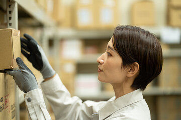 Poster - 倉庫内で作業をする日本人女性