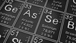 Arsenic, Selenium on the periodic table of the elements on black blackground,history of chemical elements, represents the atomic number and symbol.,3d rendering