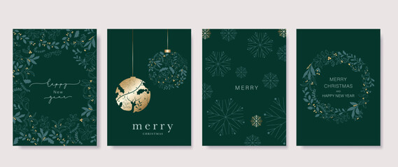 Wall Mural - Happy Holidays, season's greetings and new year vector template with Christmas element decoration