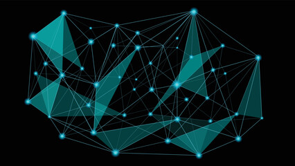 abstract network with line and light dot blue