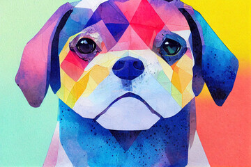 Wall Mural - colorful dog head with cool isolated pop art style