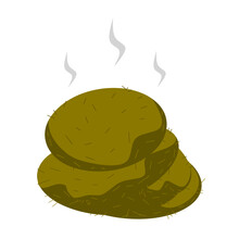Cartoon Horse Poop Pile Of Smelly Animal Dung On A White Background. Good For Traditional Compost Manure.