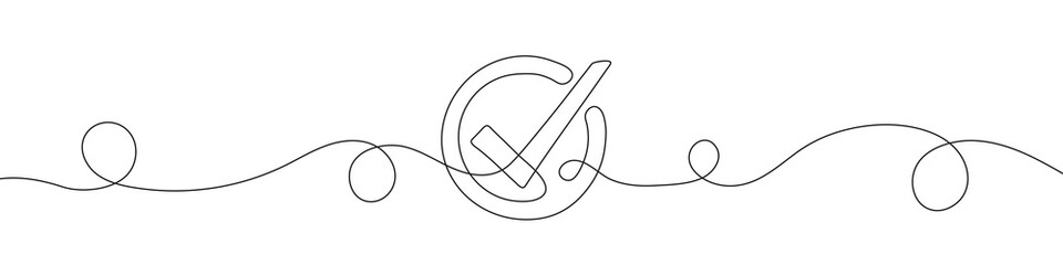 Canvas Print - check mark in continuous line drawing style. line art of the approved symbol. vector illustration. a