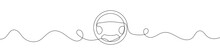 Steering Wheel Symbol In Continuous Line Drawing Style. Line Art Of Steering Wheel Icon. Vector Illustration. Abstract Background
