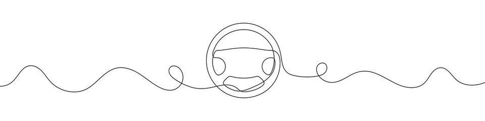 Wall Mural - Steering wheel symbol in continuous line drawing style. Line art of steering wheel icon. Vector illustration. Abstract background