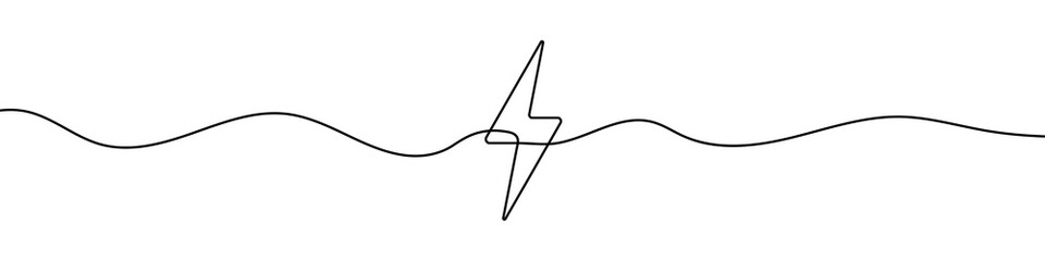 Wall Mural - lightning icon in continuous line drawing style. line art of lightning bolt icon. vector illustratio