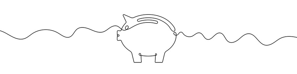 Wall Mural - piggy bank icon in continuous line drawing style. line art of piggy bank symbol. vector illustration