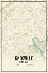 Wall Mural - Retro US city map of Knoxville, Tennessee. Vintage street map.