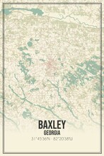 Retro US City Map Of Baxley, Georgia. Vintage Street Map.