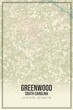 Retro US city map of Greenwood, South Carolina. Vintage street map.