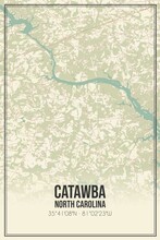 Retro US City Map Of Catawba, North Carolina. Vintage Street Map.