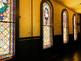 Sticker - Beautiful windows of a church from inside