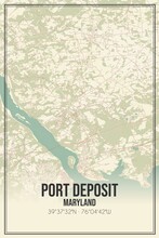 Retro US City Map Of Port Deposit, Maryland. Vintage Street Map.