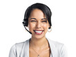© Harsh/peopleimages.com - PNG Studio shot of a confident young businesswoman using a headset against a grey background
