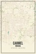 Retro US city map of Carmel, Indiana. Vintage street map.