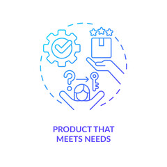 Wall Mural - product that meets needs blue gradient concept icon. address problem. effective startup. business so