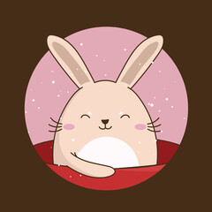 Wall Mural - Happy New Year. Cute rabbit cartoon icon
