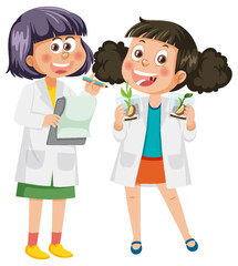 Wall Mural - Scientist kids doing science experiment