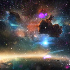 Wall Mural - space nebula and stars background cosmic planet universe background