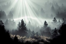 Mysterious Light At The Edge Of Forest