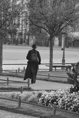 Wall Mural - pedestrian in black white